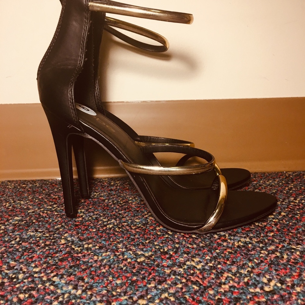 Black leather heels